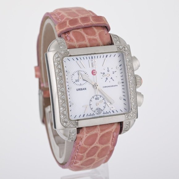 Michele Urban Diamond Bezel 33mm Women\'s Watch W/ Case & Strap